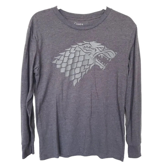Game of Thrones Shirt Wolf Logo Long Sleeve Men's Size Small Gray T-Shirt Top - Picture 1 of 9